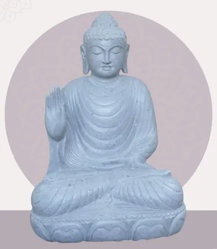 Product image of the product “Seated Buddha made of Riverstone in Abhaya Position - gesture of fearlessness, H. 83cm. ”